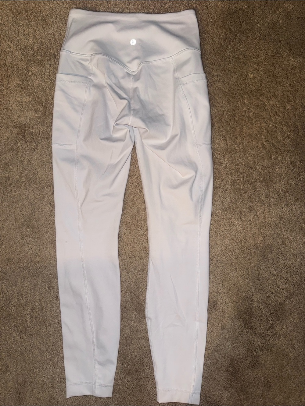 White Active Leggings with Side Pockets